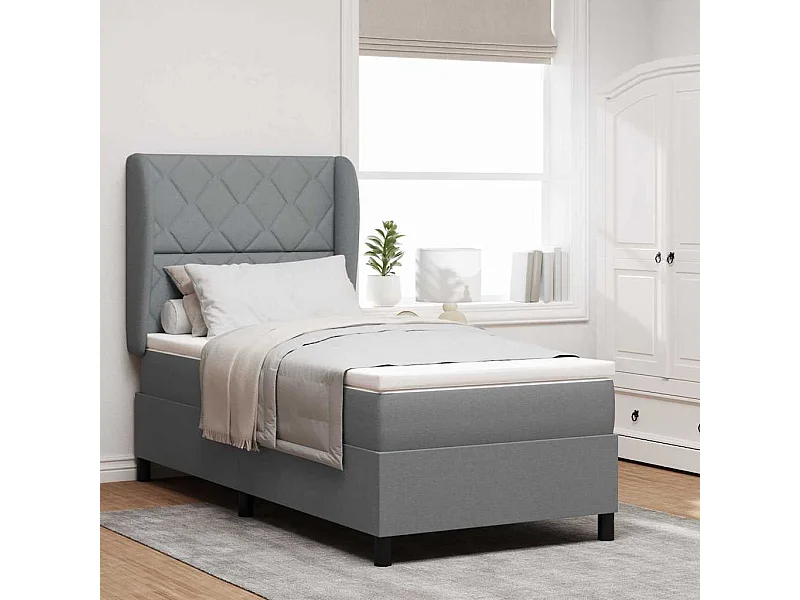 Boxspring bed met matras Lichtgrijs 100 x 200 cm Stof