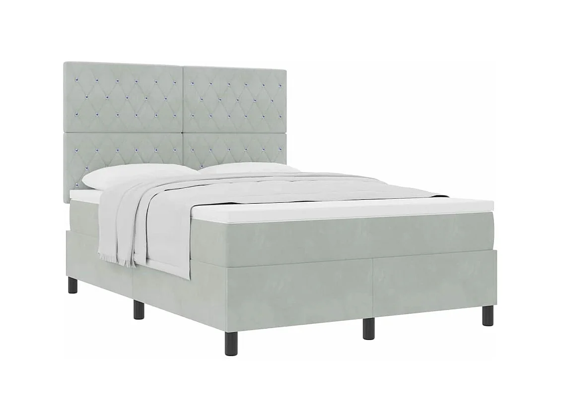 Cadre de lit avec matelas Gris clair 140 x 190 cm Velours