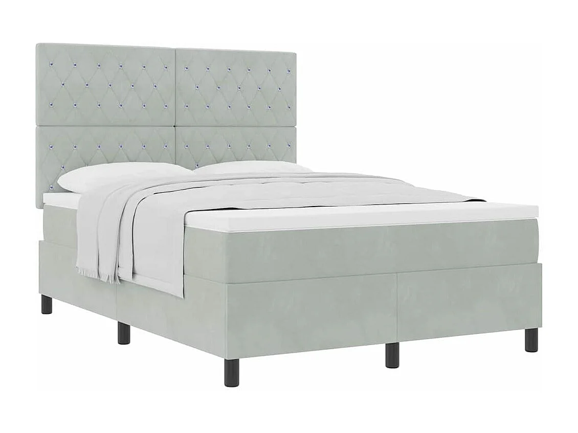Cama tipo Box Spring Gris claro 140 x 190 cm Terciopelo