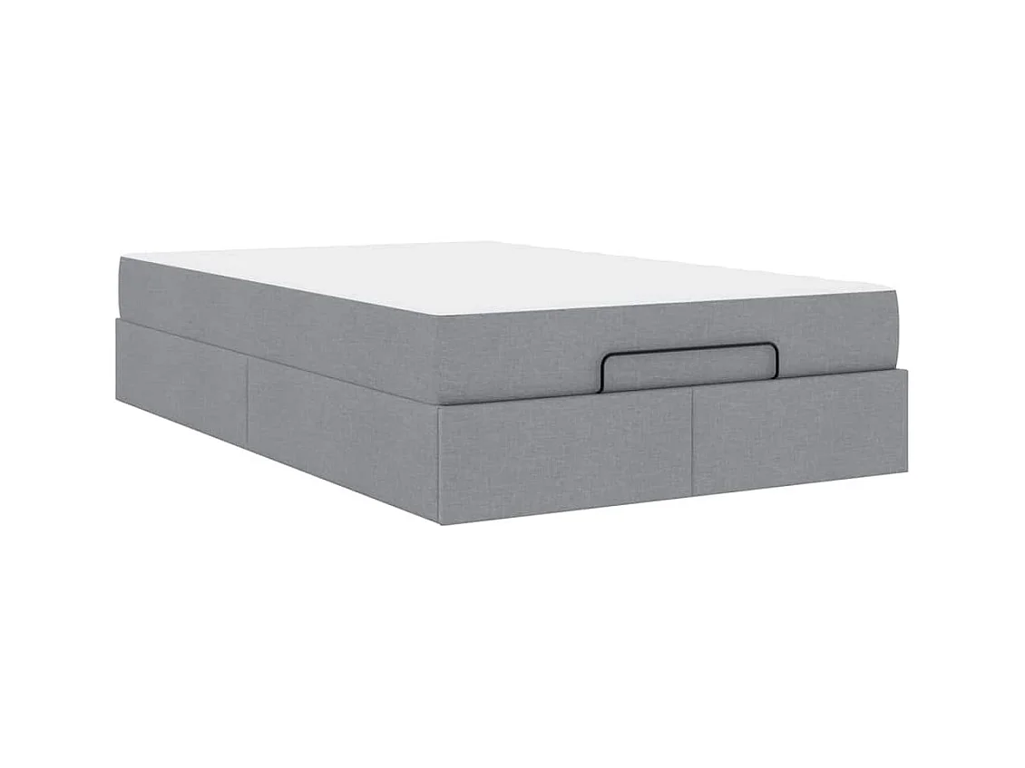 Cadre de lit avec matelas Gris clair 120 x 200 cm tissu