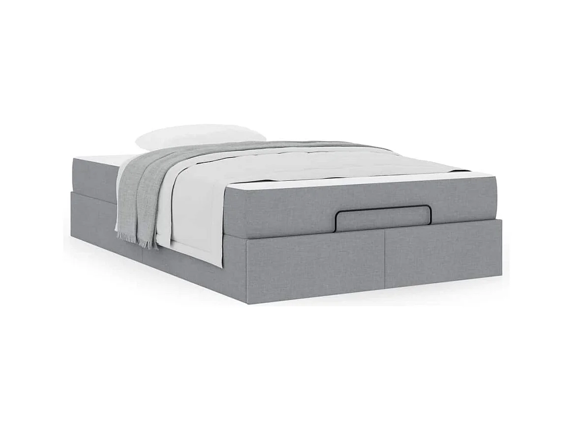 Cadre de lit avec matelas Gris clair 120 x 200 cm tissu