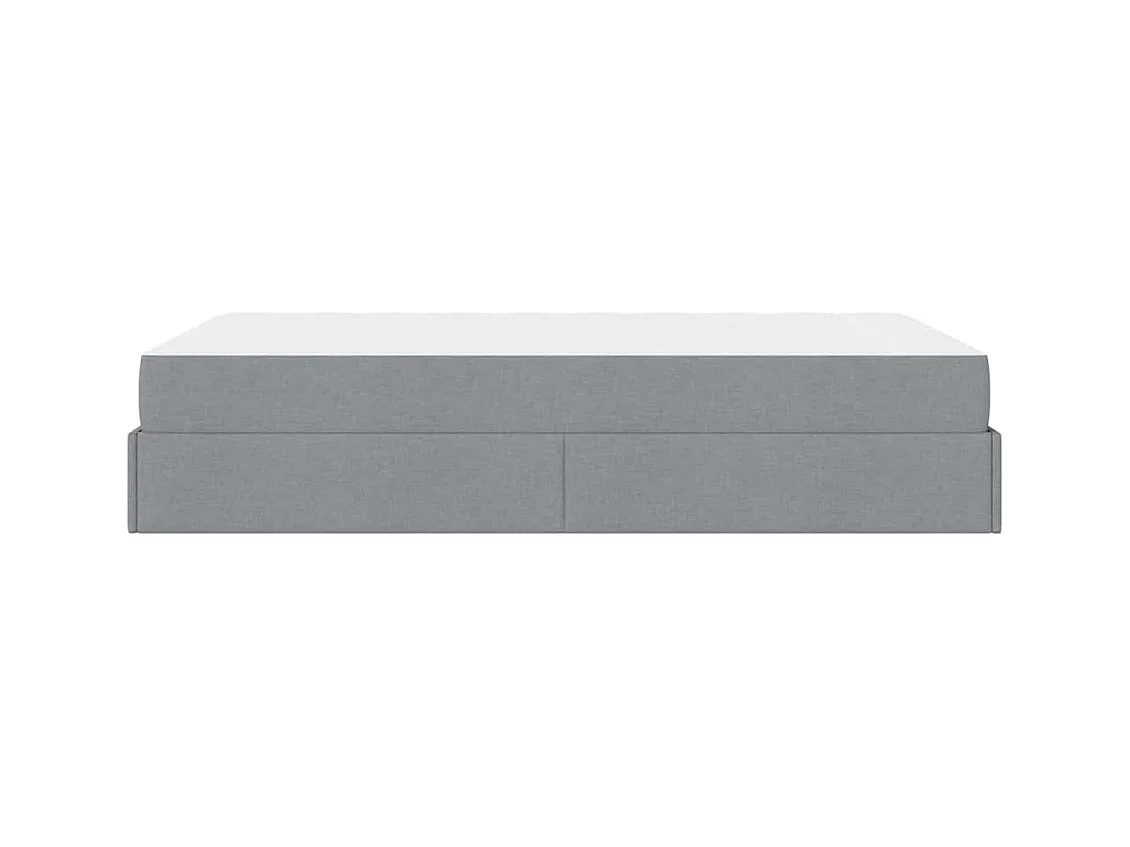 Cadre de lit avec matelas Gris clair 120 x 200 cm tissu