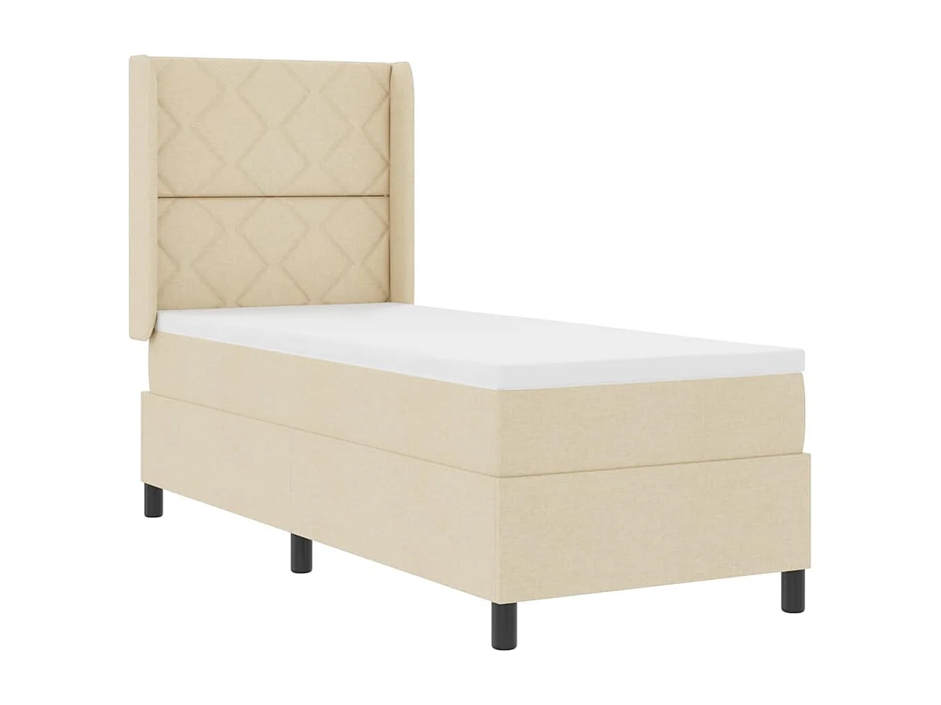 Cama Box com colchão com cabeceira Creme 80 x 200 cm tecido