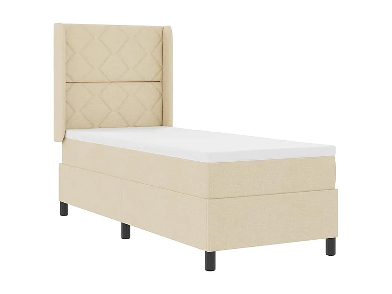 Cama Box com colchão com cabeceira Creme 80 x 200 cm tecido