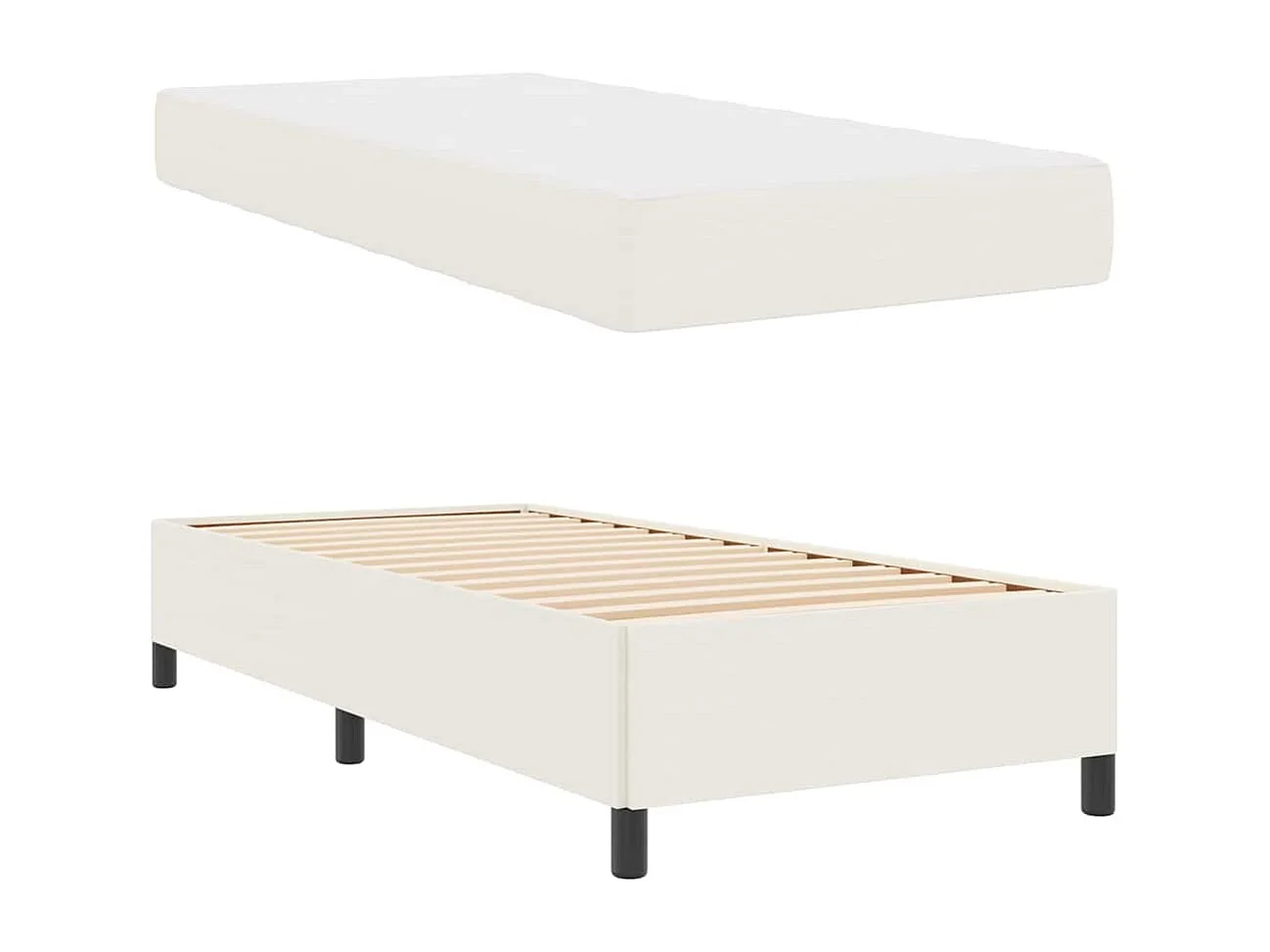 Estructura de cama Crema 100 x 200 cm Telas de pana