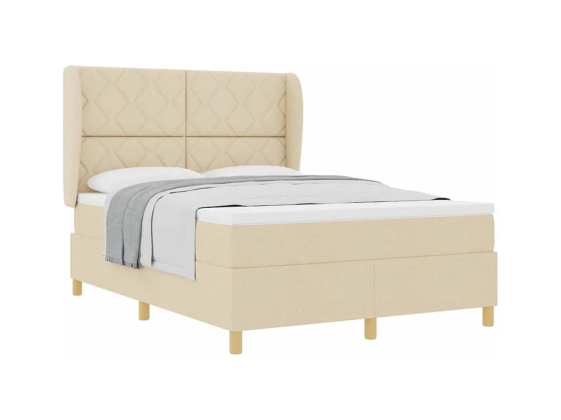 Cadre de lit avec matelas gris foncé 90x190 cm Crème