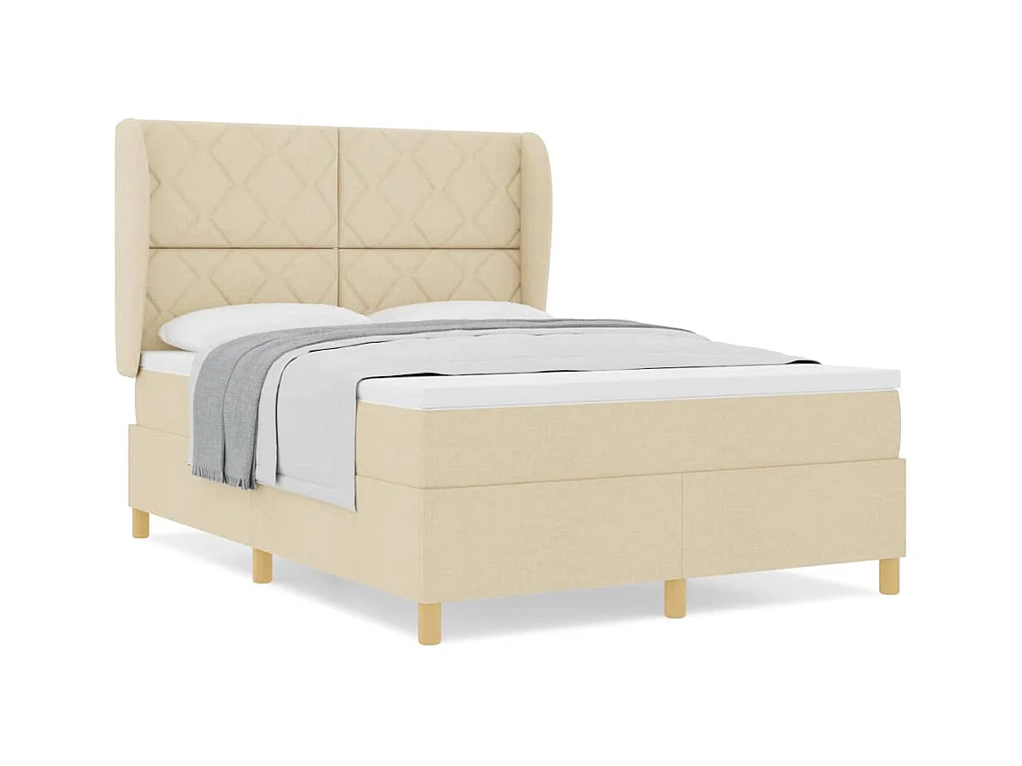 Cadre de lit avec matelas gris foncé 90x190 cm Crème