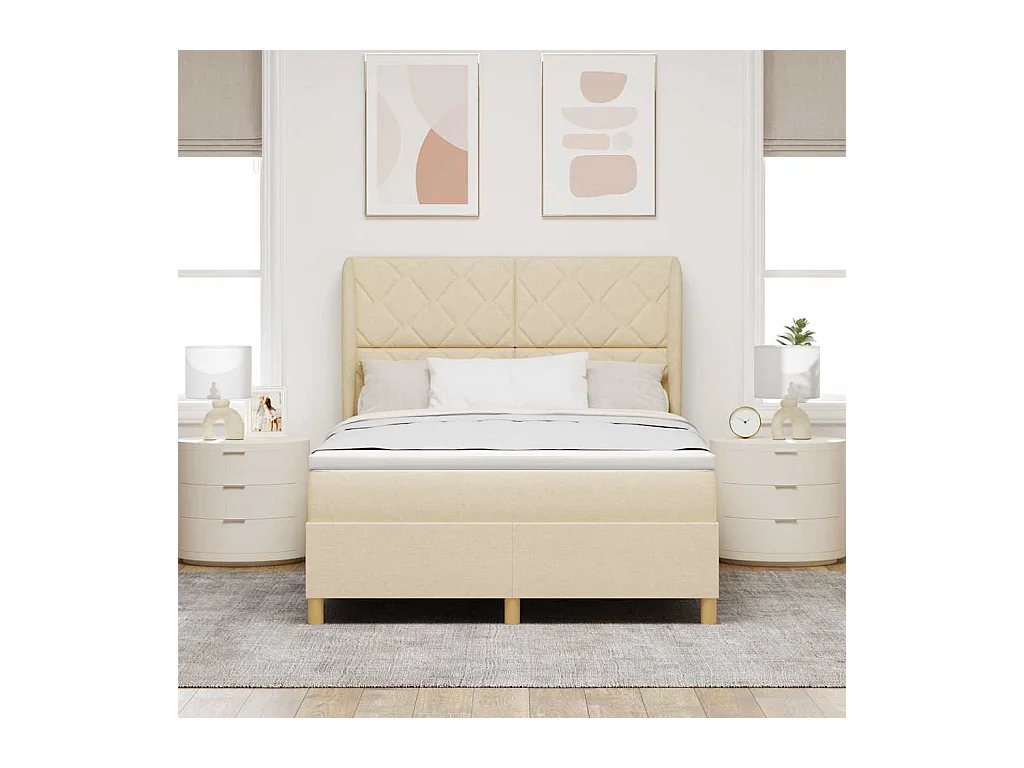 Cadre de lit avec matelas gris foncé 90x190 cm Crème