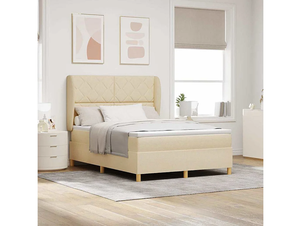 Cadre de lit avec matelas gris foncé 90x190 cm Crème