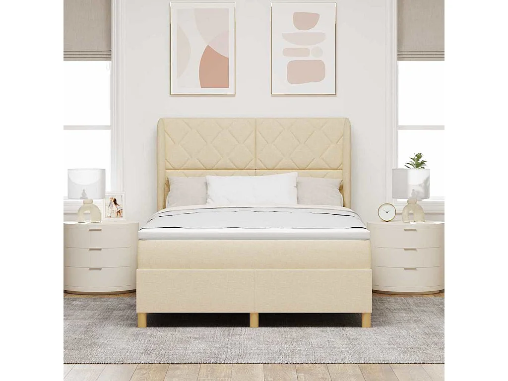 Cadre de lit avec matelas gris foncé 90x190 cm Crème