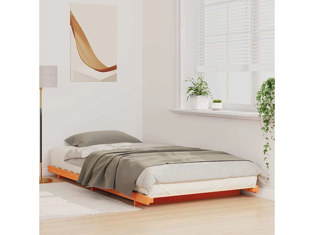 Estrutura de cama de chão Castanho-mel 100 x 210 cm