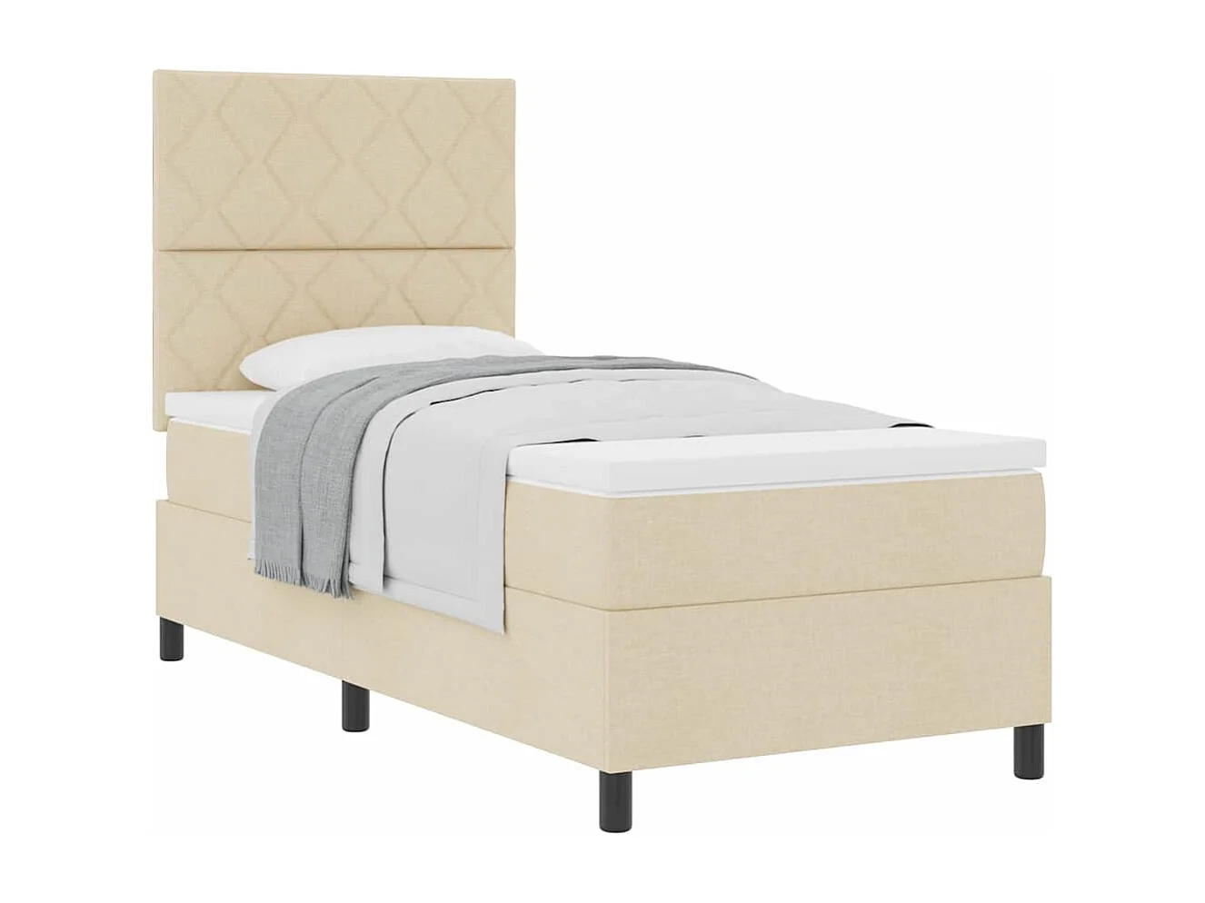 Cadre de lit avec matelas Crème 100 x 200 cm tissu