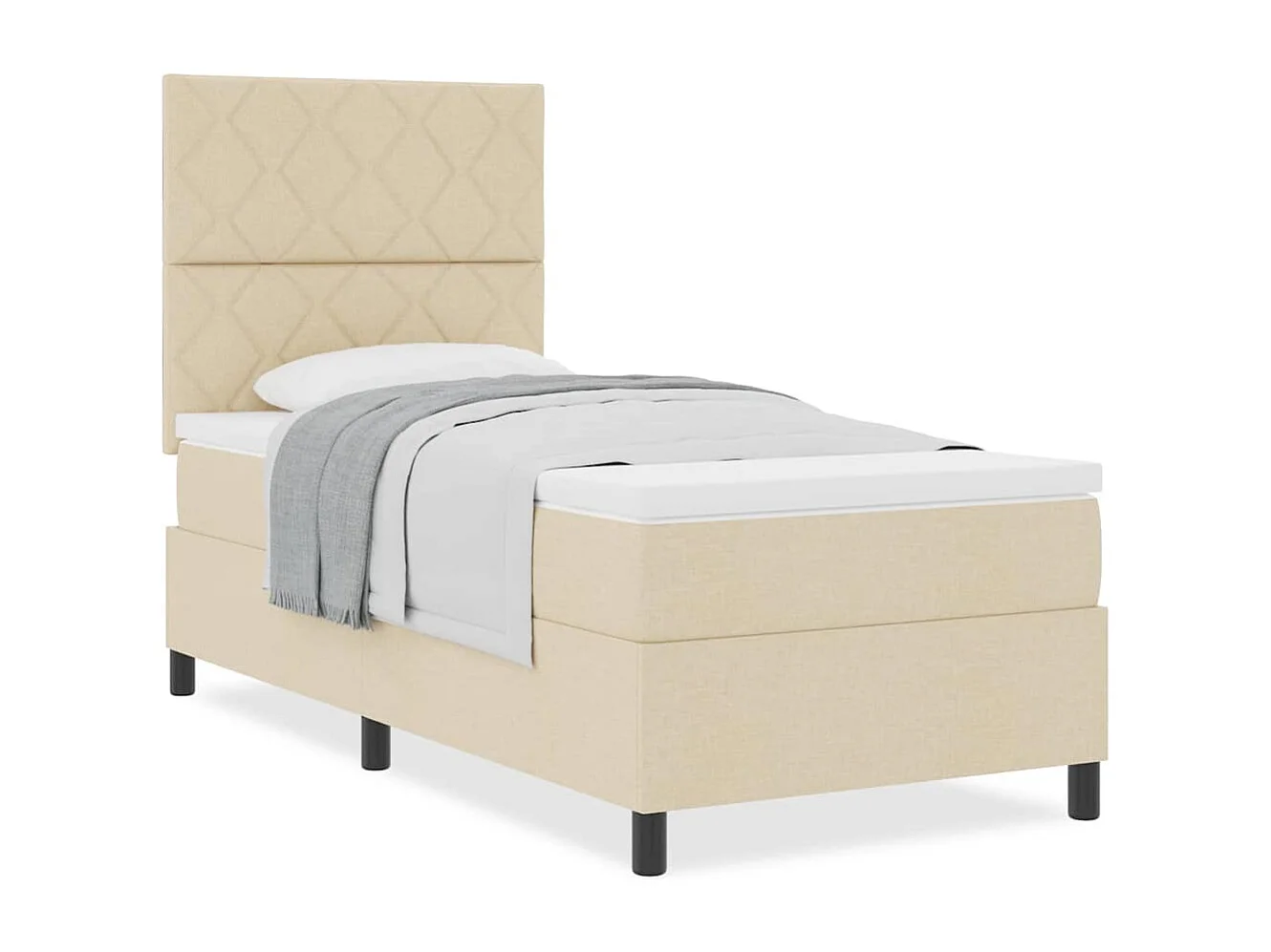 Cadre de lit avec matelas Crème 100 x 200 cm tissu