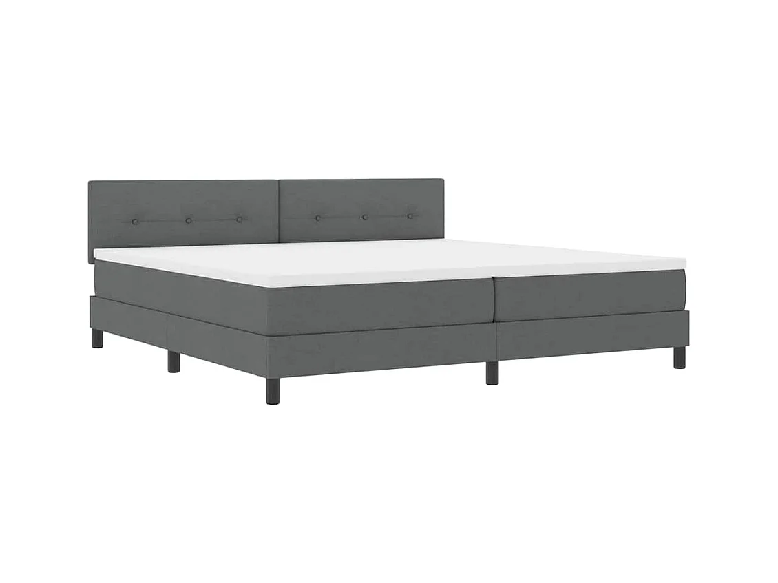 Cadre de lit avec matelas Gris foncé 200 x 200 cm tissu