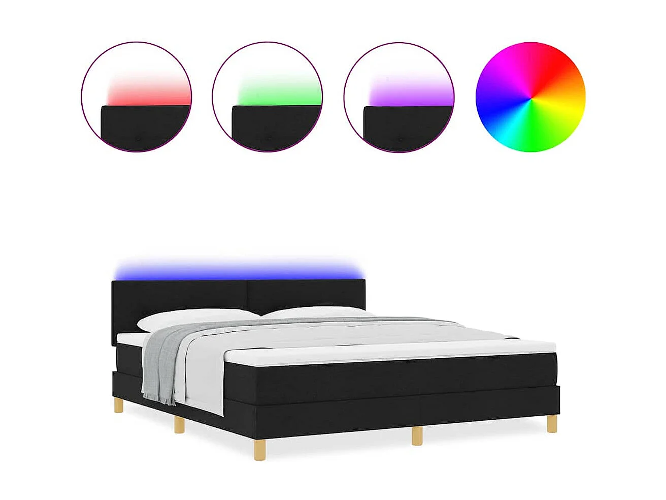 Cadre de lit avec matelas Noir 180 x 200 cm tissu