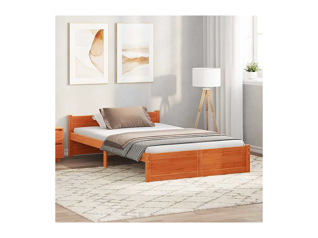 Cadre de lit Marron cire 120 x 190 cm Bois massif en pin