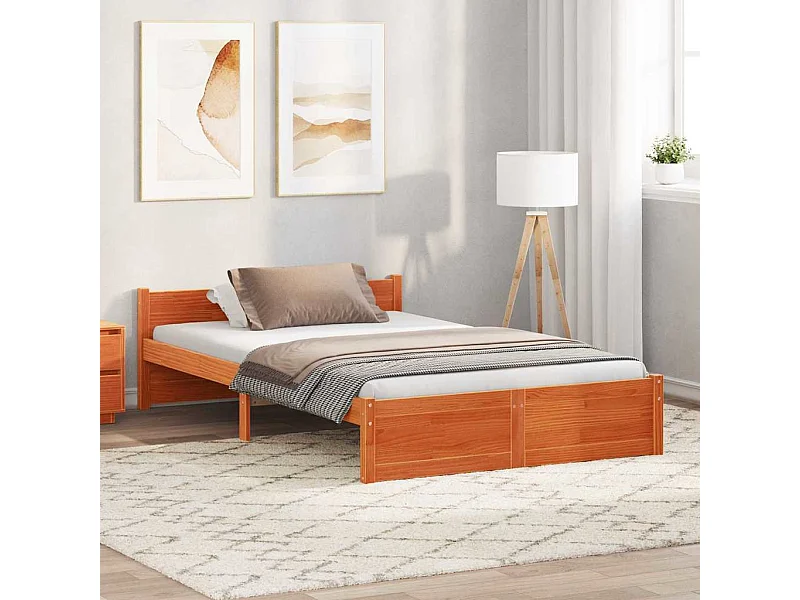 Estructura de cama con cabecera Marrón cera 120 x 190 cm