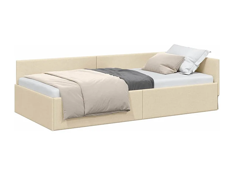Estrutura de Cama de Canto com cabeceira Creme 80 x 200 cm