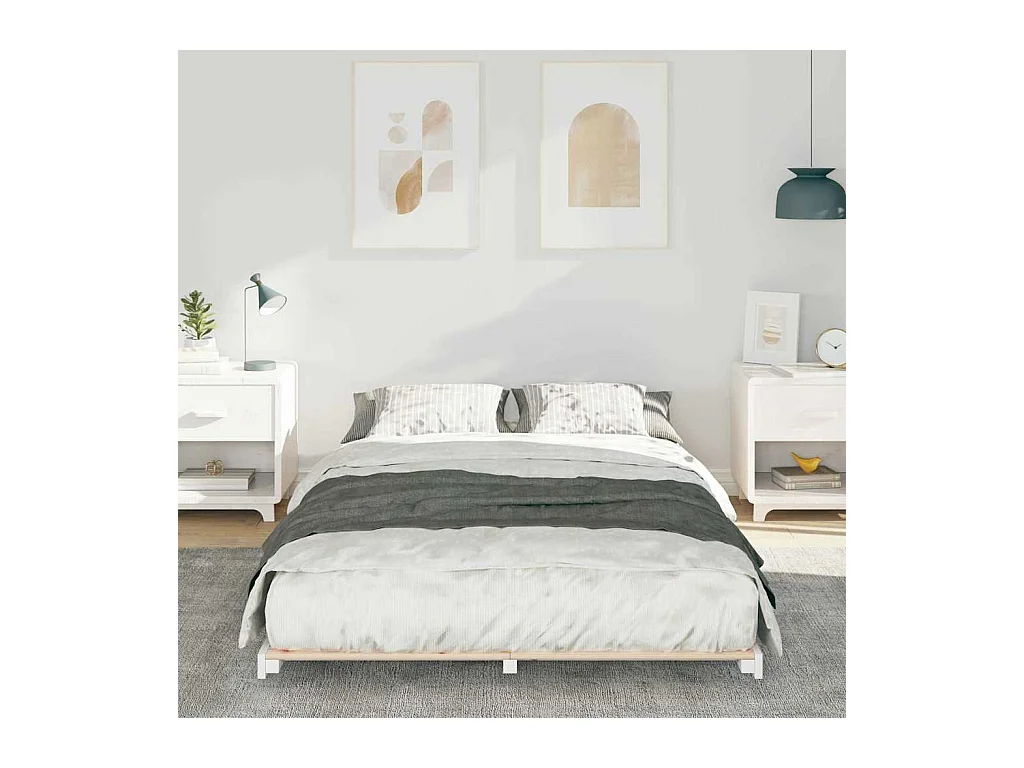 Estrutura de cama de chão Branco 135 x 190 cm