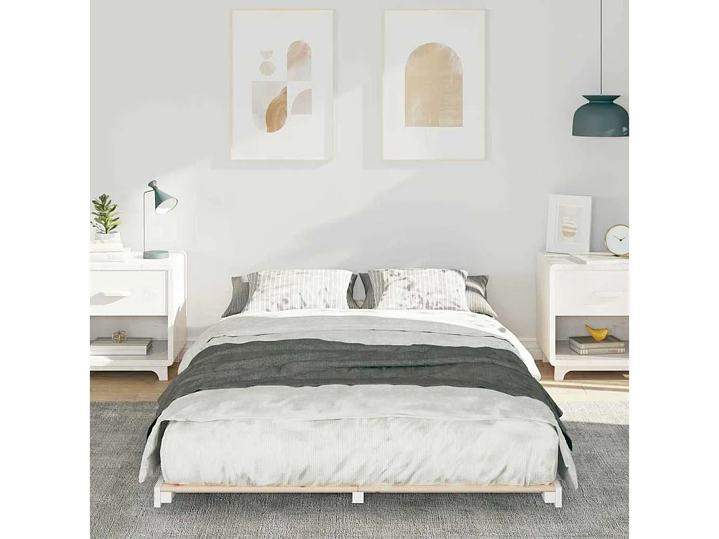Estructura de cama Blanco 135 x 190 cm Madera maciza de pino