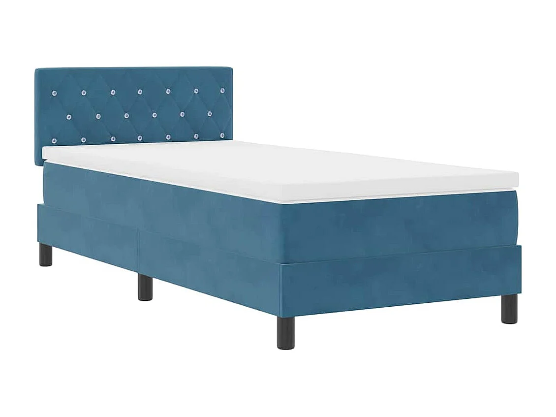 Cama Box Spring com Colchão Azul Escuro 90 x 200 cm tecido