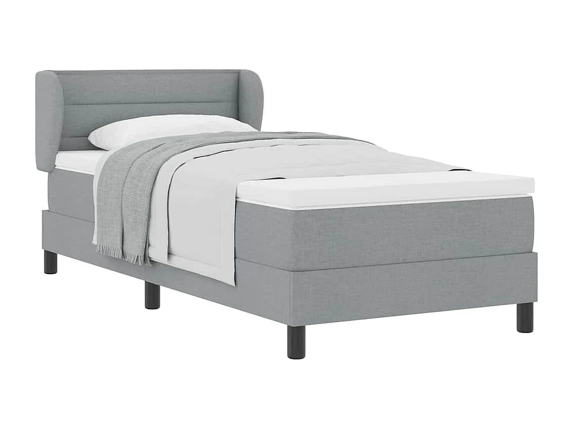 Cadre de lit avec matelas Gris clair 90 x 190 cm tissu
