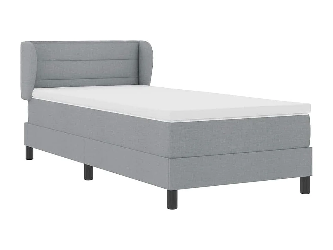 Cadre de lit avec matelas Gris clair 90 x 190 cm tissu