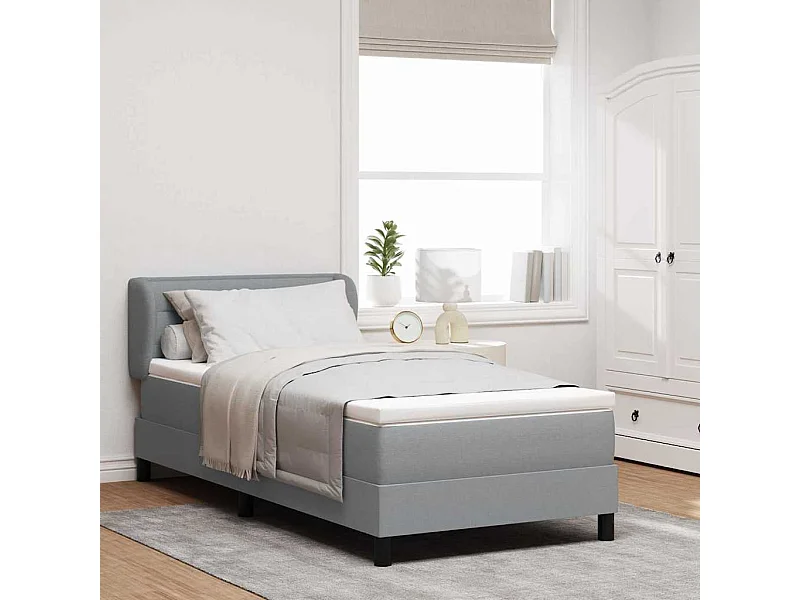 Cadre de lit avec matelas Gris clair 90 x 190 cm tissu