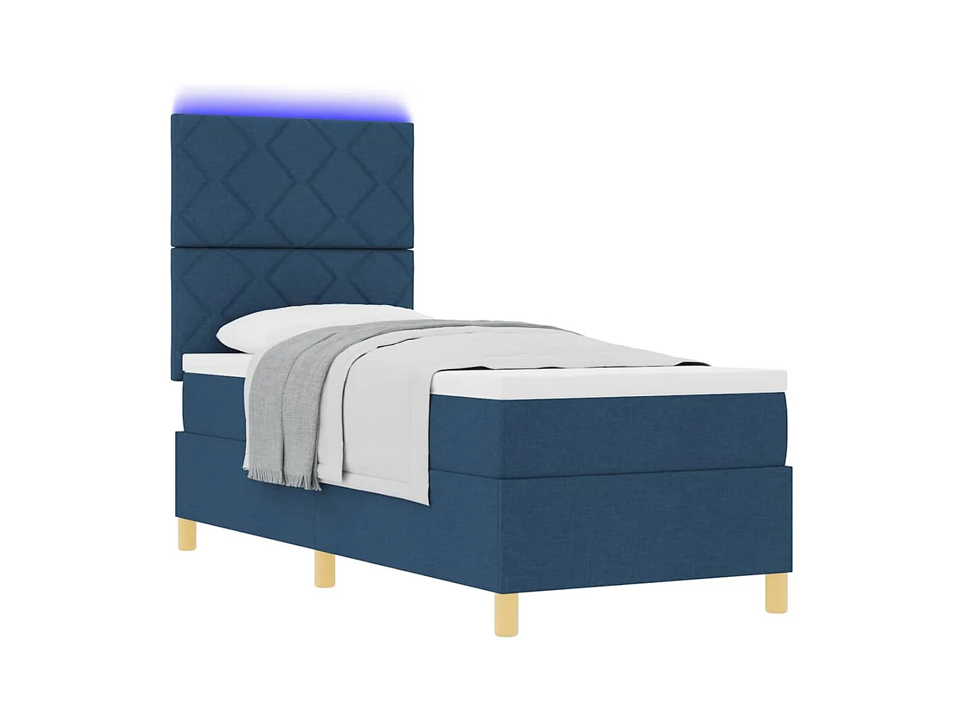 Cadre de lit avec matelas Bleu 80 x 200 cm tissu