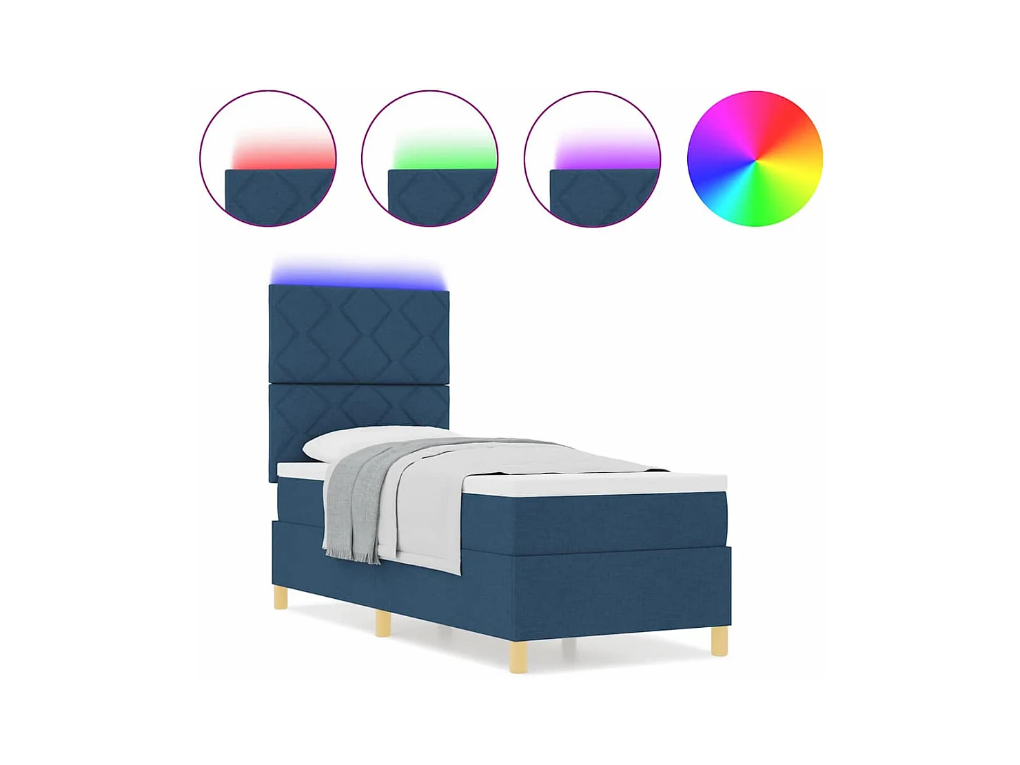 Cadre de lit avec matelas Bleu 80 x 200 cm tissu