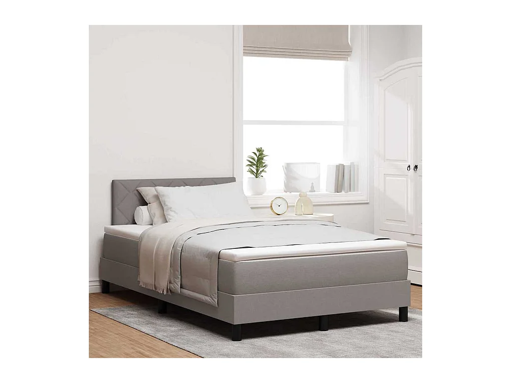 Cadre de lit avec matelas Taupe 120 x 190 cm tissu