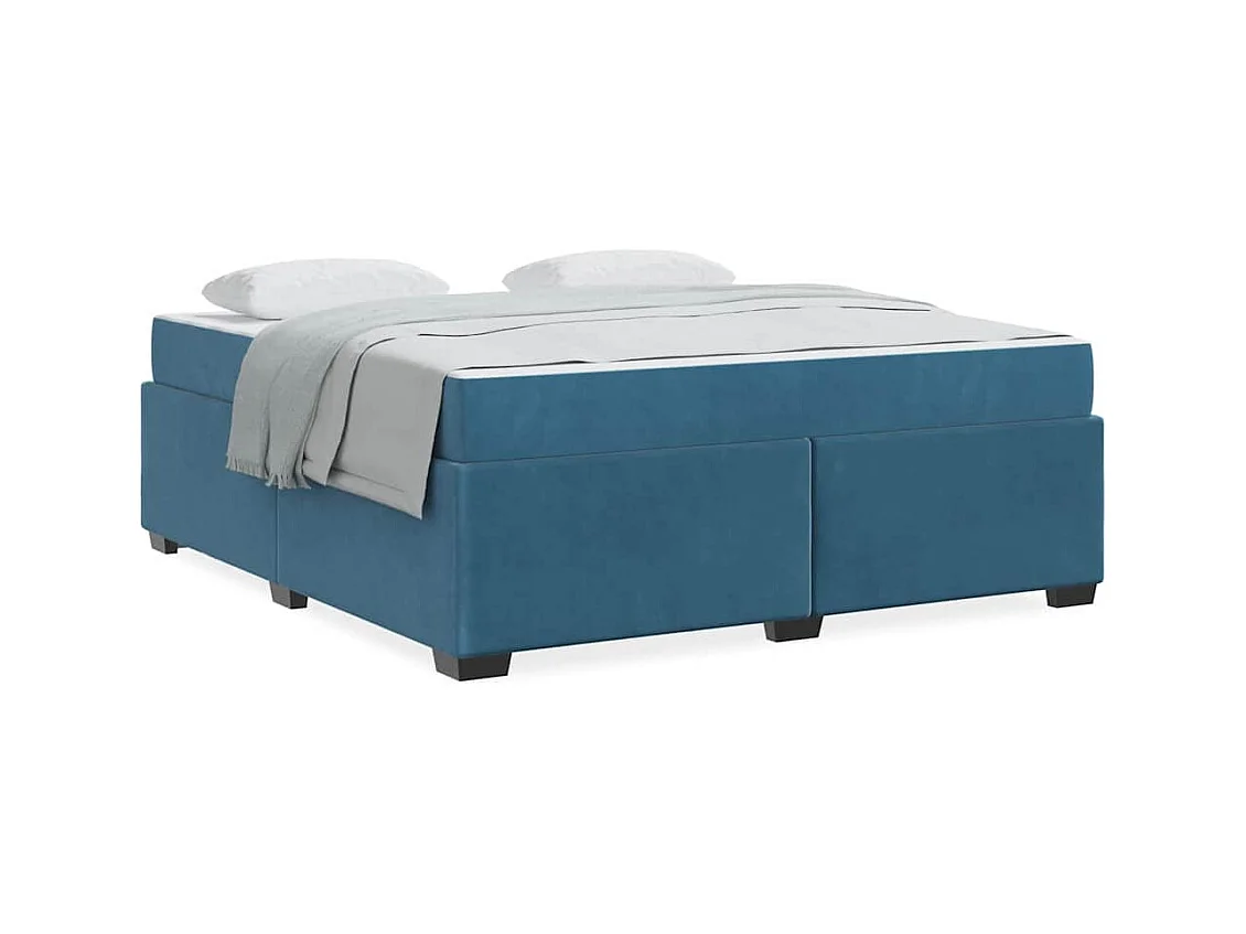 Cadre de lit avec matelas Bleu foncé 180 x 200 cm Velours
