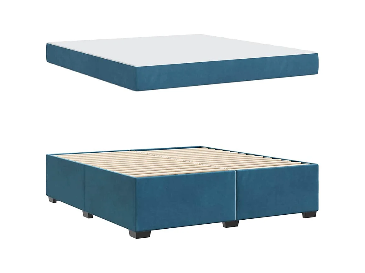Cadre de lit avec matelas Bleu foncé 180 x 200 cm Velours