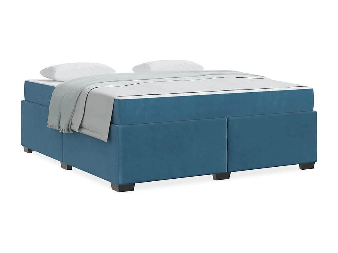 Bedframe met matras met matras Donkerblauw 180 x 200 cm Fluweel