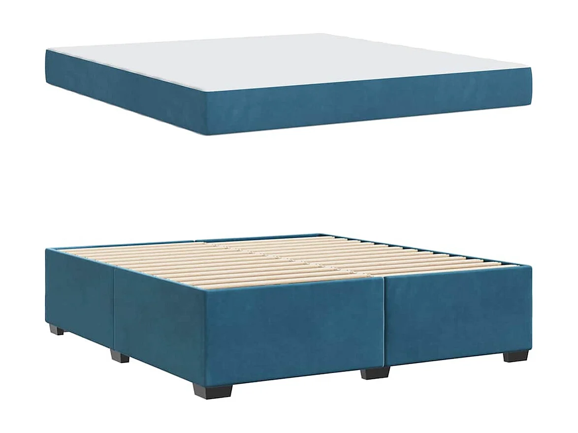 Bedframe met matras met matras Donkerblauw 180 x 200 cm Fluweel