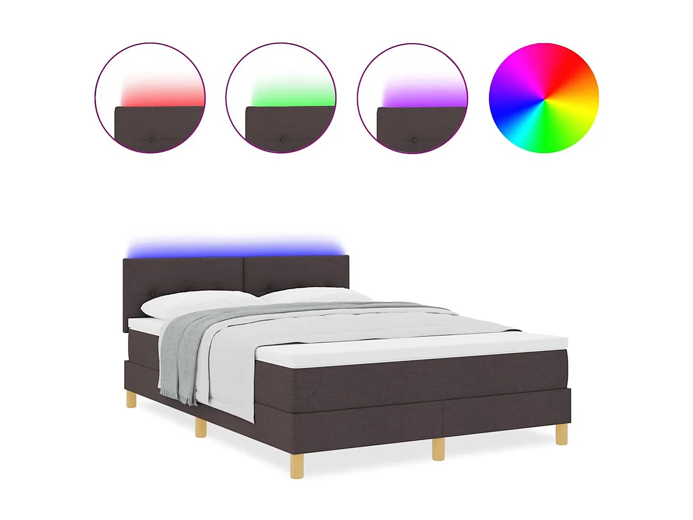 Cadre de lit avec matelas Marron foncé 160 x 200 cm tissu