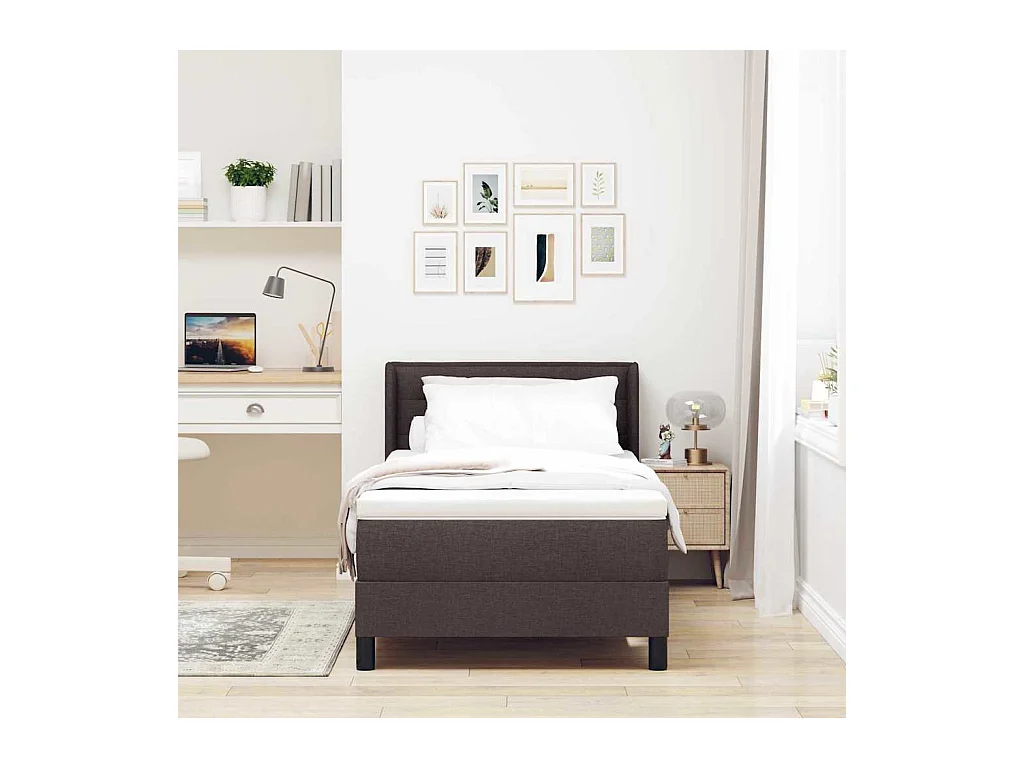 Cadre de lit avec matelas Marron foncé 90 x 200 cm