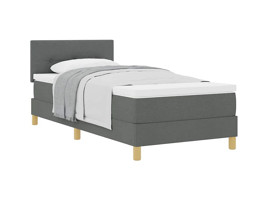 Cadre de lit avec matelas Gris foncé 90 x 190 cm tissu