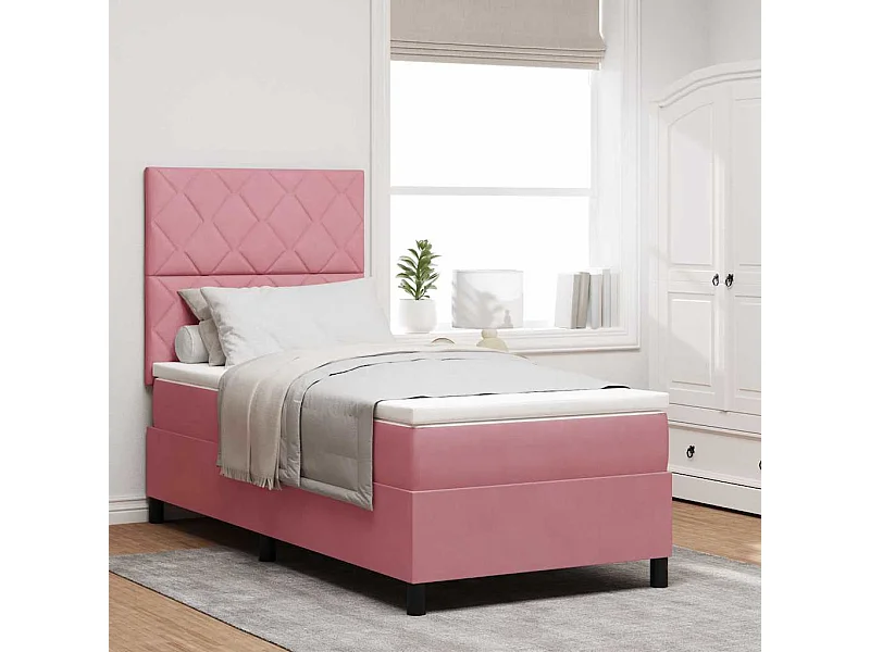 Cadre de lit avec matelas Rose 100 x 200 cm Velours