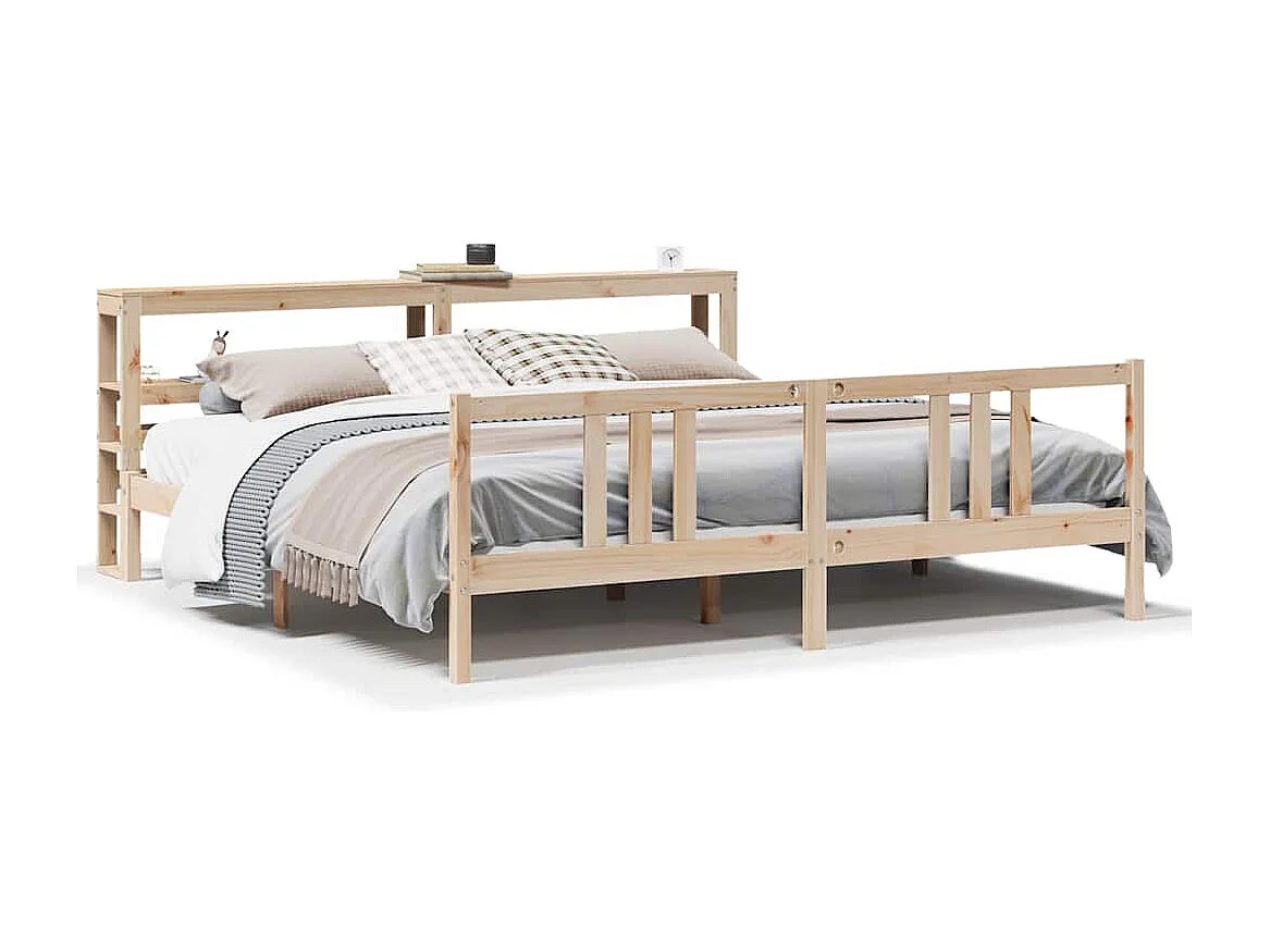Estructura de cama con cabecero madera maciza pino 180x200 cm