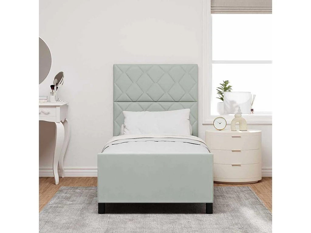 Bedframe met hoofdeinde Lichtgrijs 100 x 200 cm Fluweel