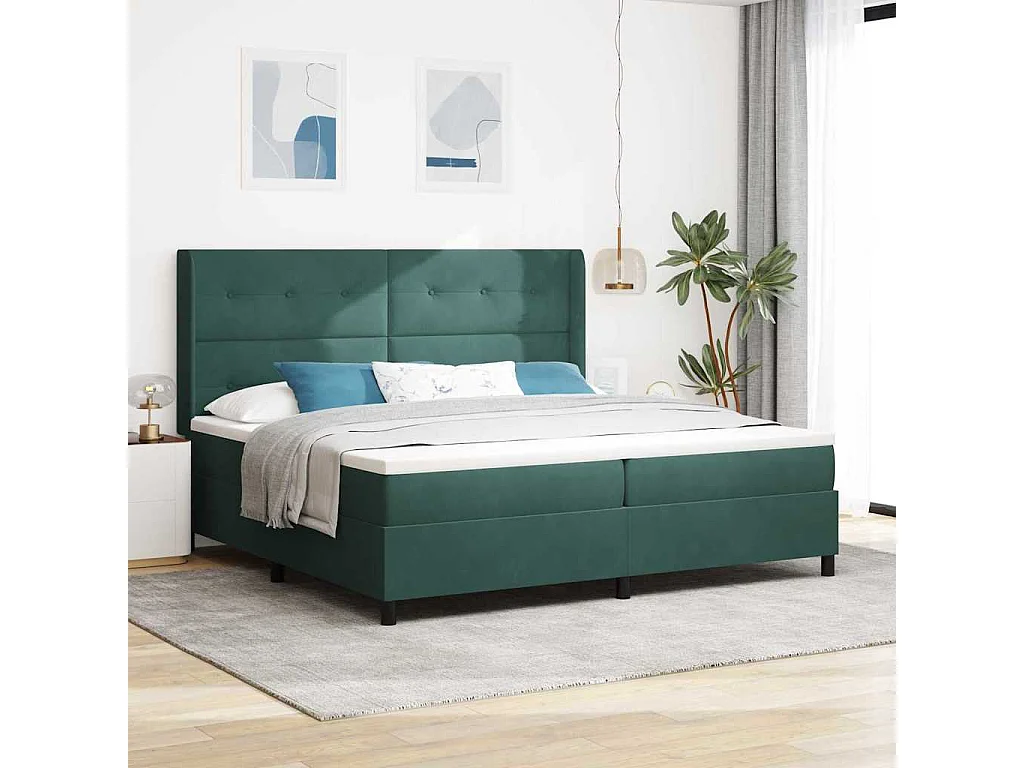 Cadre de lit avec tête de lit Vert foncé 200 x 200 cm Velours