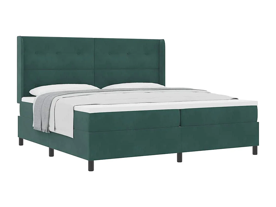 Cadre de lit avec tête de lit Vert foncé 200 x 200 cm Velours