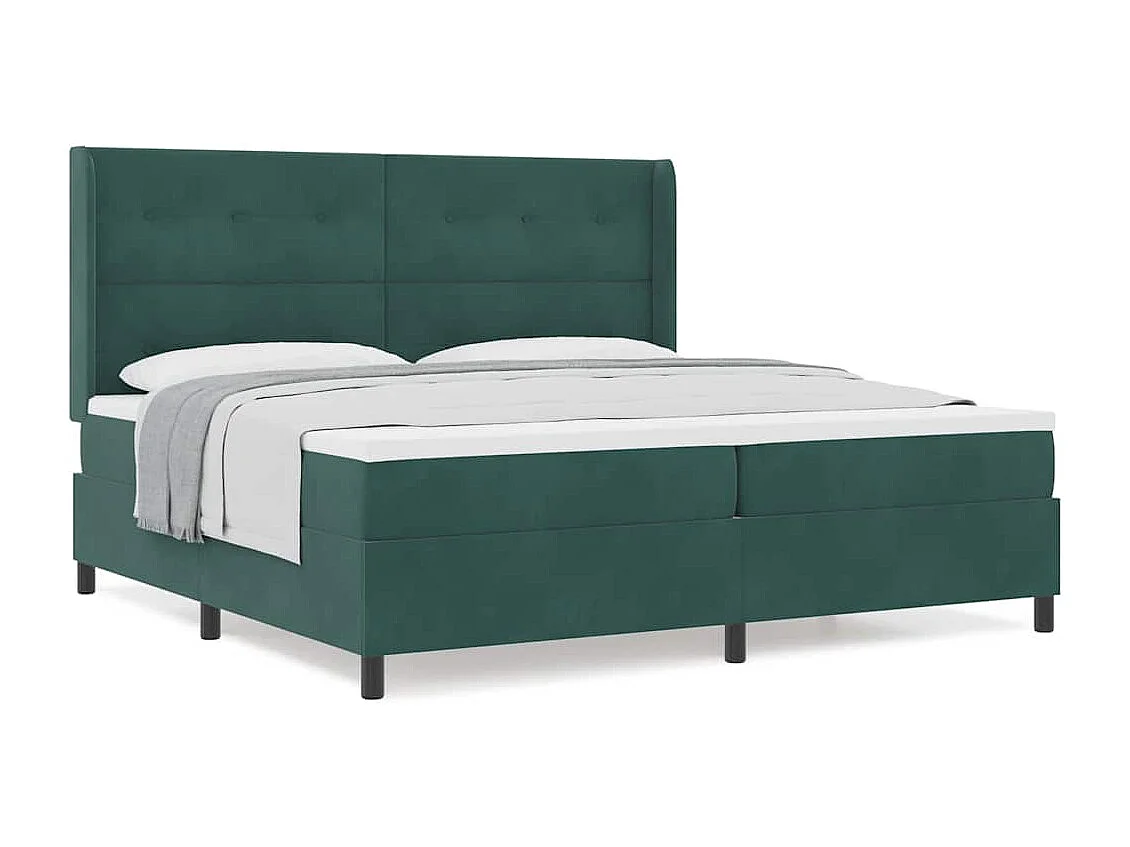 Cadre de lit avec tête de lit Vert foncé 200 x 200 cm Velours