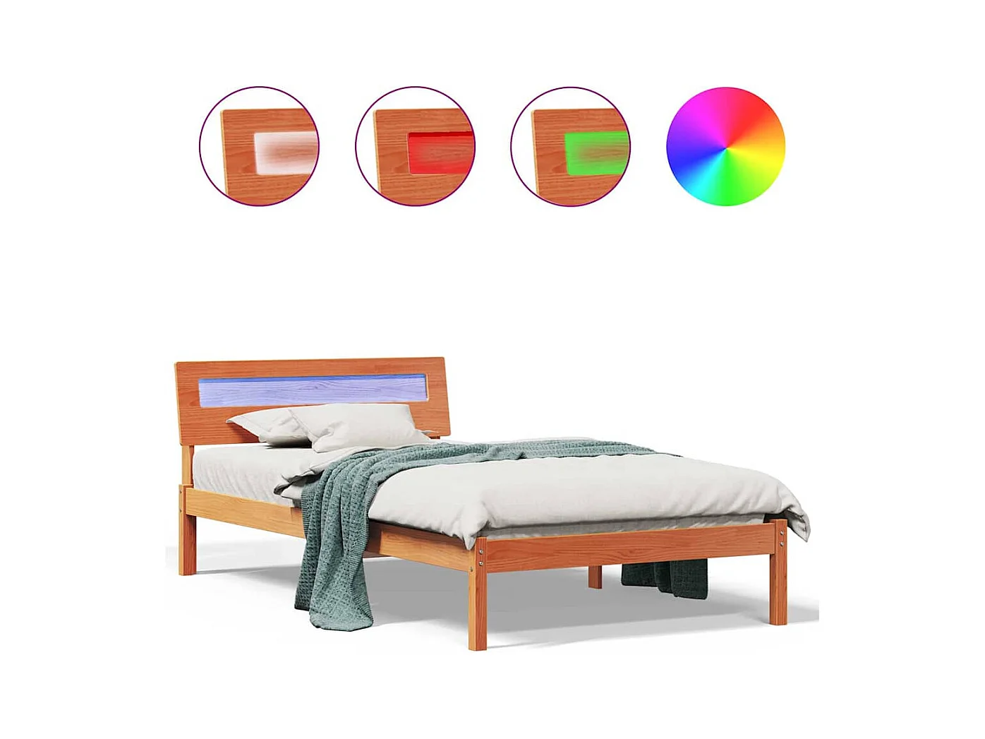 Cadre de lit Marron cire 80 x 200 cm Bois massif en pin