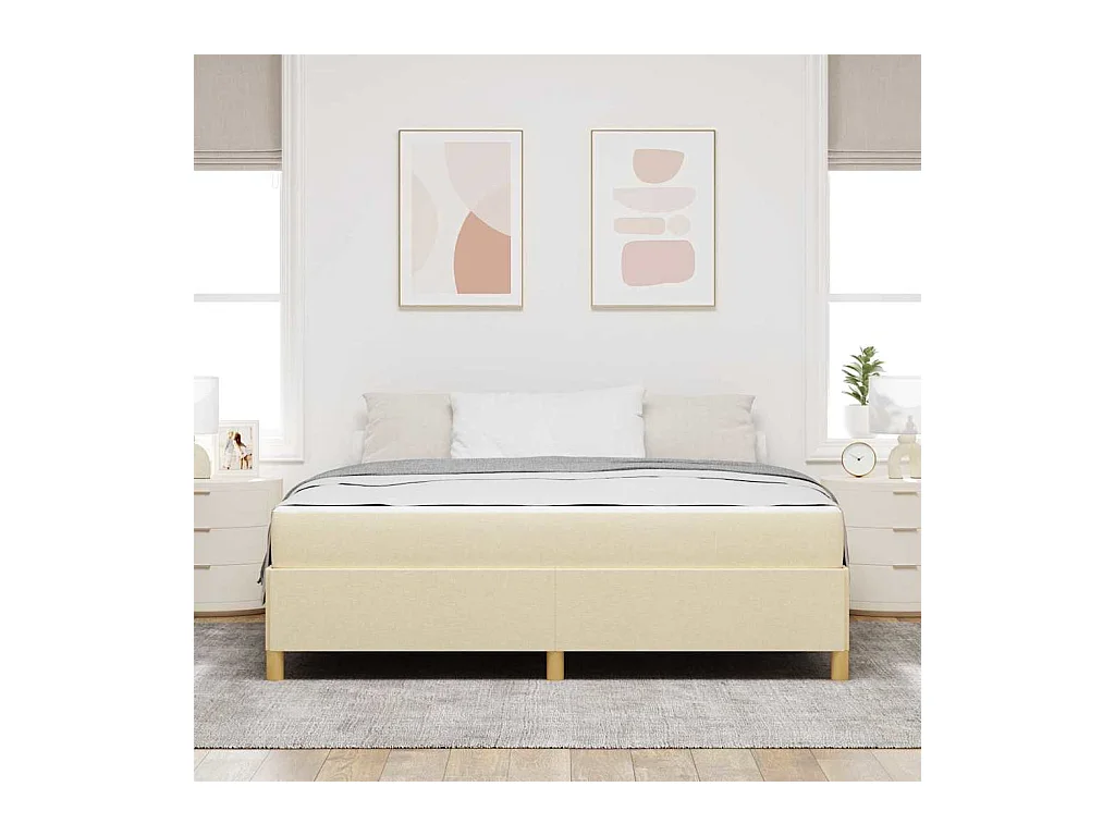 Cadre de lit Crème et Beige et Blanc 180 x 200 cm tissu