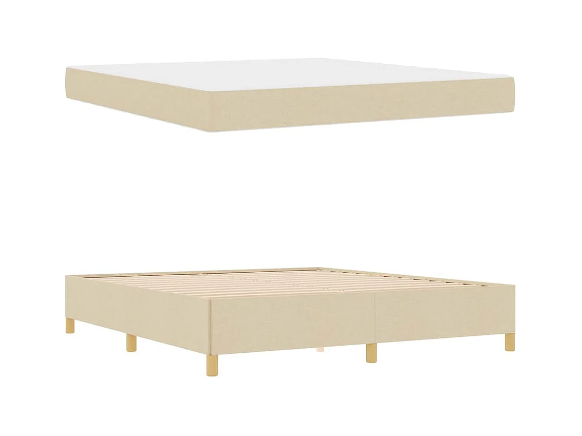 Cadre de lit Crème et Beige et Blanc 180 x 200 cm tissu