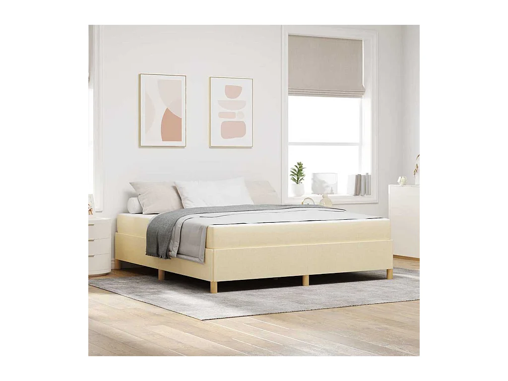 Cadre de lit Crème et Beige et Blanc 180 x 200 cm tissu