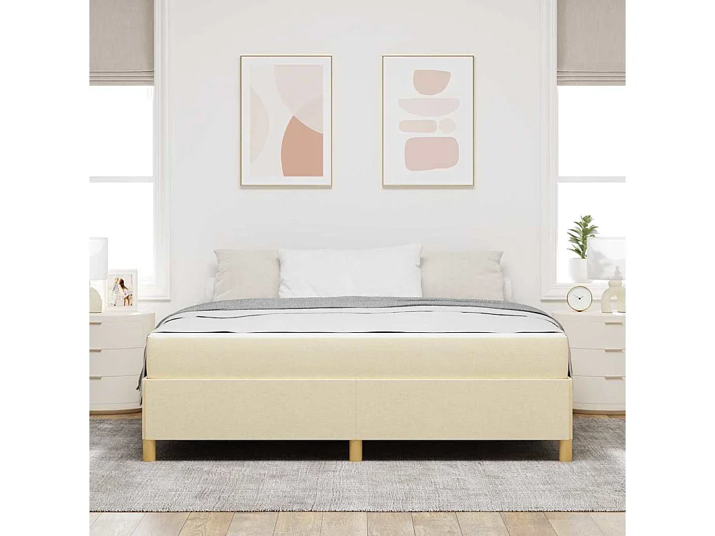 Cadre de lit Crème et Beige et Blanc 180 x 200 cm tissu
