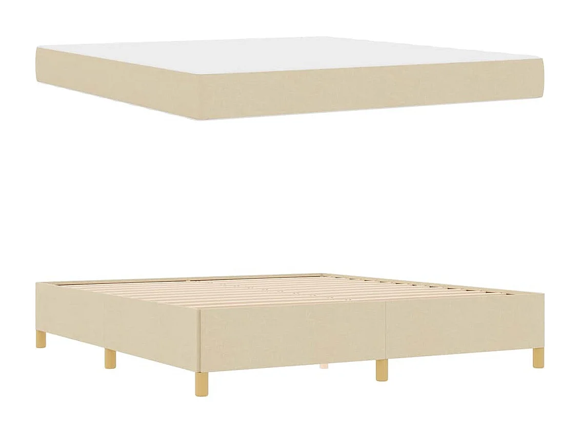 Cadre de lit Crème et Beige et Blanc 180 x 200 cm tissu